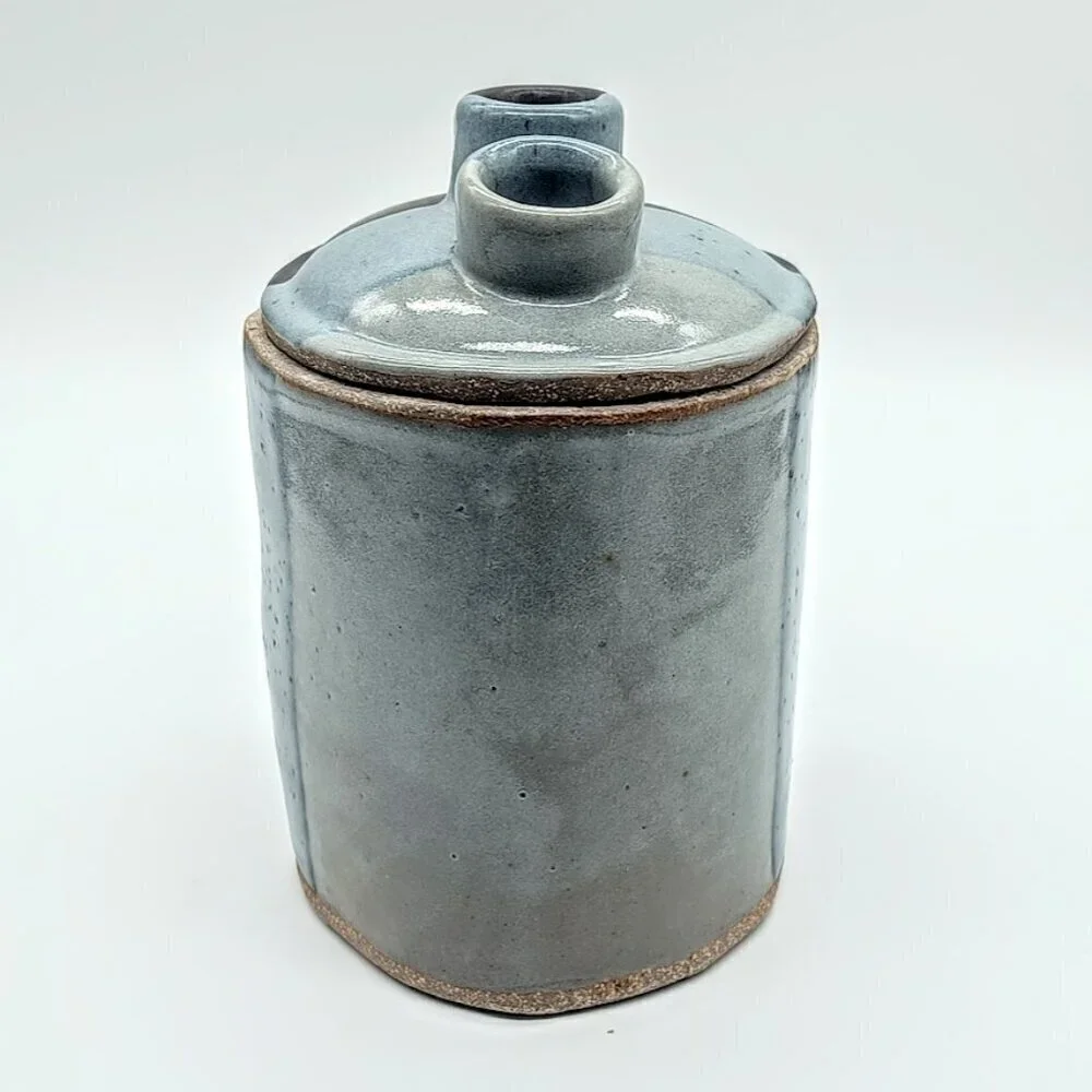 Handmade AMG Artisan Studio Pottery 3-Hole Covered Canister Vase